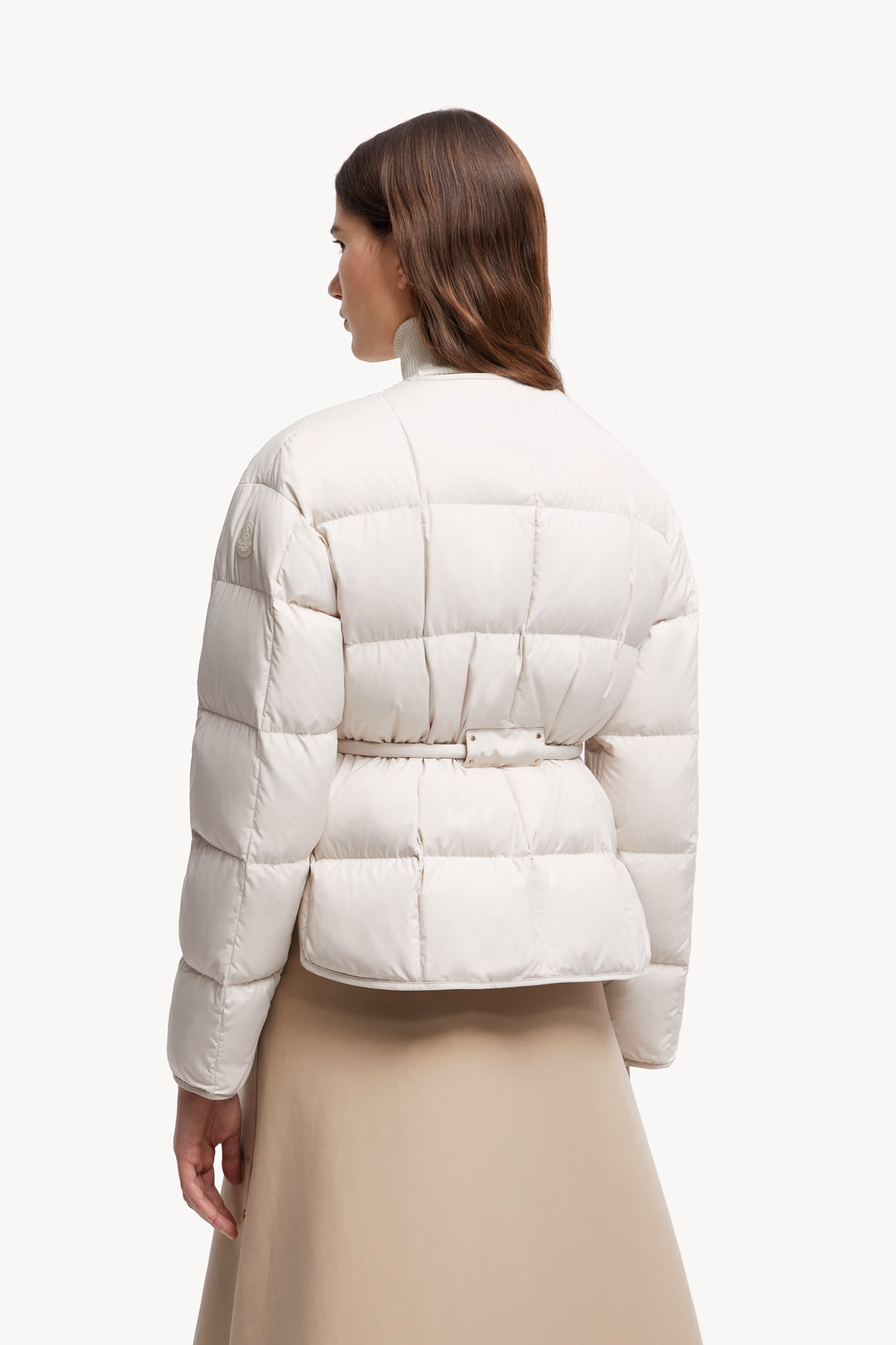Caramagne Belted Short Down Jacket Women White Moncler 5